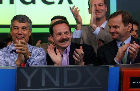 Yandex founder and CEO Arkady Volozh (C) celebrates as Yandex is listed on the Nasdaq Stock Exchange during their IPO at the Nasdaq market s Yandex founder and CEO Arkady Volozh (C) celebrates as Yandex is listed on the Nasdaq Stock Exchange during their IPO at the Nasdaq market s