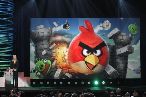 Actress Lisa Kudrow announces that the game Angry Birds has won Best Mobile Game award at the 15th annual Webby Awards in New York June 13, Actress Lisa Kudrow announces that the game Angry Birds has won Best Mobile Game award at the 15th annual Webby Awards in New York June 13,