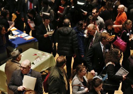 People wait in line to meet a job recruiter at the UJA-Federation Connect to Care job fair in New York March 6, 2013. REUTERS/Shannon Staple People wait in line to meet a job recruiter at the UJA-Federation Connect to Care job fair in New York March 6, 2013. REUTERS/Shannon Staple