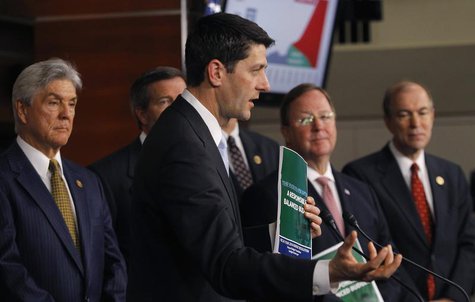 House Budget Committee Chairman Rep. Paul Ryan (R-WI) holds a news conference to unveil the House Republicans' FY2014 budget resolution in W House Budget Committee Chairman Rep. Paul Ryan (R-WI) holds a news conference to unveil the House Republicans' FY2014 budget resolution in W