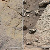 A set of images compares rocks seen by NASA's Opportunity rover and Curiosity rover at two different parts of Mars, in this NASA handout pho A set of images compares rocks seen by NASA's Opportunity rover and Curiosity rover at two different parts of Mars, in this NASA handout pho
