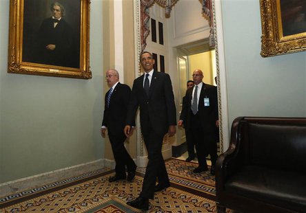 U.S. President Barack Obama departs the U.S. Capitol after meeting with Senate Democrats in Washington March 12, 2013. REUTERS/Kevin Lamarqu U.S. President Barack Obama departs the U.S. Capitol after meeting with Senate Democrats in Washington March 12, 2013. REUTERS/Kevin Lamarqu