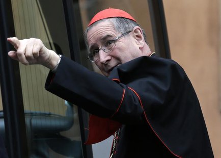 Cardinal Roger Mahony of the U.S. gestures as he arrives for a meeting at the Synod Hall at the Vatican on March 8, 2013. REUTERS/Max Rossi Cardinal Roger Mahony of the U.S. gestures as he arrives for a meeting at the Synod Hall at the Vatican on March 8, 2013. REUTERS/Max Rossi