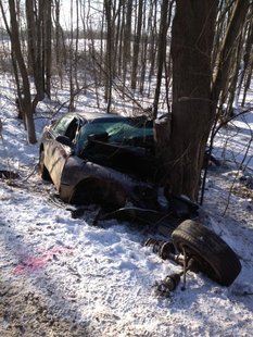 38-year-old Timothy Thurston's vehicle left the roadway and crashed into a tree in Columbia Township. 38-year-old Timothy Thurston's vehicle left the roadway and crashed into a tree in Columbia Township.