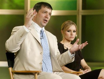 Actress Kristen Bell (R), star of The CW network's program 'Veronica Mars', and creator and executive producer of the series Rob Thomas take Actress Kristen Bell (R), star of The CW network's program 'Veronica Mars', and creator and executive producer of the series Rob Thomas take
