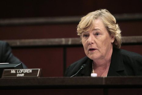 U.S. Representative Zoe Lofgren (D-CA), the chairman of the Committee on Standards of Official Conduct (The Ethics Committee) speaks during U.S. Representative Zoe Lofgren (D-CA), the chairman of the Committee on Standards of Official Conduct (The Ethics Committee) speaks during