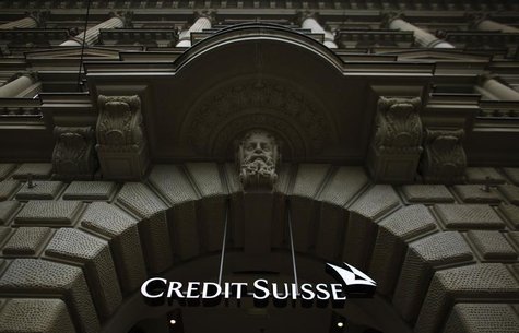 The logo of Swiss bank Credit Suisse is seen on a building at Paradeplatz square in Zurich, February 13, 2013. REUTERS/Michael Buholzer The logo of Swiss bank Credit Suisse is seen on a building at Paradeplatz square in Zurich, February 13, 2013. REUTERS/Michael Buholzer