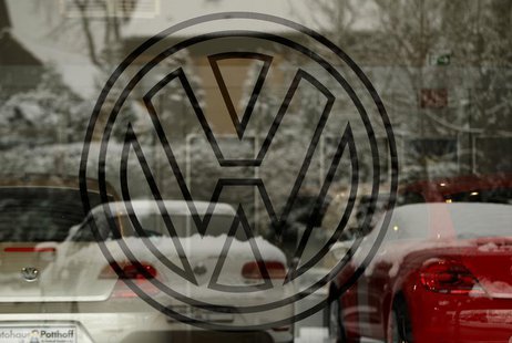 A logo of Volkswagen is pictured a car dealer in the western city of Hamm January 14, 2013. REUTERS/Ina Fassbender A logo of Volkswagen is pictured a car dealer in the western city of Hamm January 14, 2013. REUTERS/Ina Fassbender