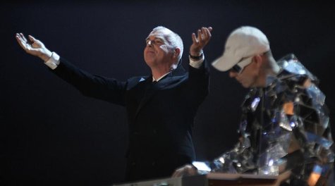 Neil Tennant (L) and Chris Lowe of the British band Pet Shop Boys perform during the German game show "Wetten Dass" (Bet it...?) in Erfurt F Neil Tennant (L) and Chris Lowe of the British band Pet Shop Boys perform during the German game show "Wetten Dass" (Bet it...?) in Erfurt F