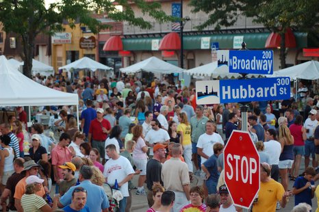 People gather in downtown Green Bay. People gather in downtown Green Bay.