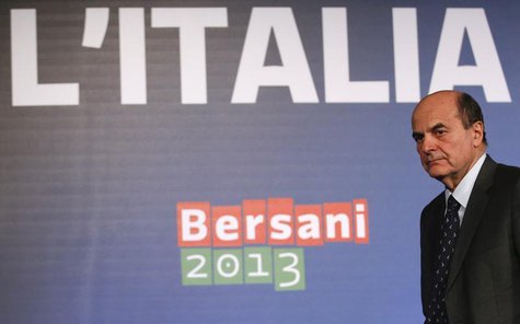 Italian PD (Democratic Party) leader Pier Luigi Bersani leaves at the end of a news conference in Rome February 26, 2013. REUTERS/Tony Genti Italian PD (Democratic Party) leader Pier Luigi Bersani leaves at the end of a news conference in Rome February 26, 2013. REUTERS/Tony Genti