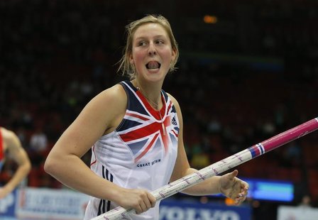 Holly Bleasdale of Britain reacts after competing in the Pole Vault Women Final at the European Athletics Indoor Championships in Gothenburg Holly Bleasdale of Britain reacts after competing in the Pole Vault Women Final at the European Athletics Indoor Championships in Gothenburg