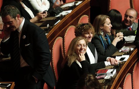 Newly elected senators of the 5-Star Movement attend a debate at the Senate in Rome March 15, 2013. REUTERS/Remo Casilli Newly elected senators of the 5-Star Movement attend a debate at the Senate in Rome March 15, 2013. REUTERS/Remo Casilli