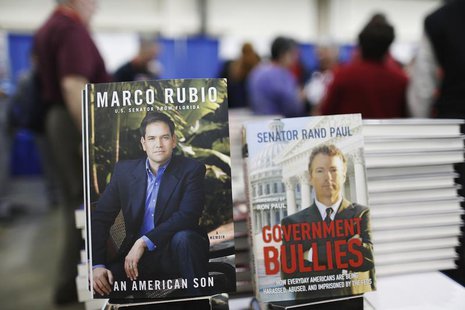 Books by U.S. Senators Marco Rubio and Rand Paul share a table display at the Conservative Political Action Conference (CPAC) in National Ha Books by U.S. Senators Marco Rubio and Rand Paul share a table display at the Conservative Political Action Conference (CPAC) in National Ha