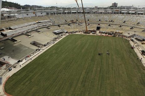An aerial view shows newly planted grass at the Maracana Stadium, which is undergoing renovation for the 2014 World Cup, in Rio de Janeiro M An aerial view shows newly planted grass at the Maracana Stadium, which is undergoing renovation for the 2014 World Cup, in Rio de Janeiro M