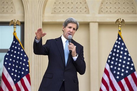 U.S. Secretary of State John Kerry speaks to U.S. embassy staff in Doha, March 6, 2013. REUTERS/Jacquelyn Martin/Pool U.S. Secretary of State John Kerry speaks to U.S. embassy staff in Doha, March 6, 2013. REUTERS/Jacquelyn Martin/Pool