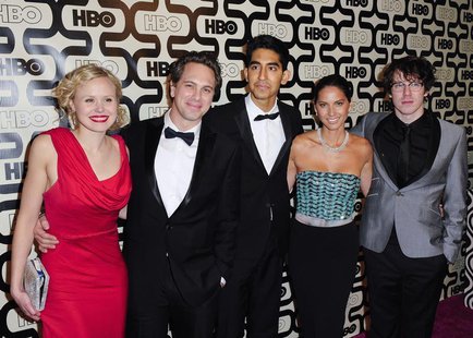 Cast members of the TV series "The Newsroom" (L-R) Alison Pill, Thomas Sadoski, Dev Patel, Olivia Munn and John Gallagher Jr. arrive at the Cast members of the TV series "The Newsroom" (L-R) Alison Pill, Thomas Sadoski, Dev Patel, Olivia Munn and John Gallagher Jr. arrive at the
