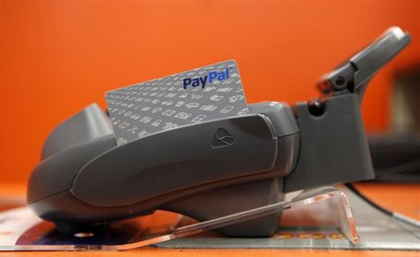 A PayPal card sits at a cashier station at a Home Depot store in Daly City, California, February 21, 2012. REUTERS/Beck Diefenbach A PayPal card sits at a cashier station at a Home Depot store in Daly City, California, February 21, 2012. REUTERS/Beck Diefenbach