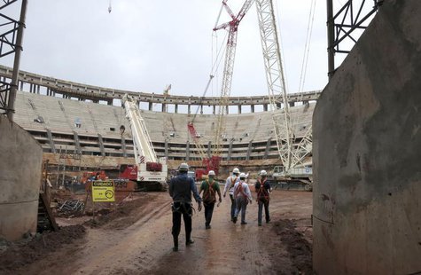 Construction continues inside the National Mane Garrincha Stadium in preparation for the 2013 Confederations Cup soccer tournament, in Brasi Construction continues inside the National Mane Garrincha Stadium in preparation for the 2013 Confederations Cup soccer tournament, in Brasi
