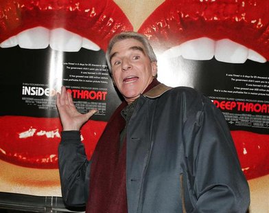 Actor Harry Reems gestures as he arrives for a screening of the documentary film 'Inside:Deep Throat' in New York on February 7, 2005. REUTE Actor Harry Reems gestures as he arrives for a screening of the documentary film 'Inside:Deep Throat' in New York on February 7, 2005. REUTE
