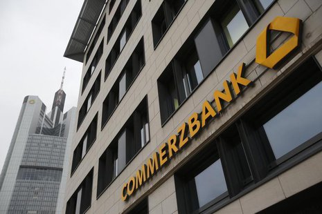 The logo of Germany's Commerzbank is pictured next to the bank's headquarters in Frankfurt February 12, 2013. REUTERS/Lisi Niesner The logo of Germany's Commerzbank is pictured next to the bank's headquarters in Frankfurt February 12, 2013. REUTERS/Lisi Niesner