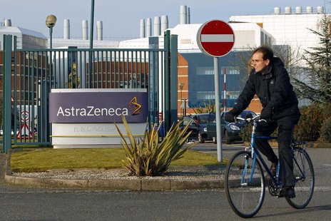 A worker leaves the AstraZeneca research facility in Loughborough, March 2, 2010. REUTERS/Darren Staples A worker leaves the AstraZeneca research facility in Loughborough, March 2, 2010. REUTERS/Darren Staples