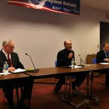 Mike Vandersteen, moderator Rick Dodgson of Lakeland College, Terry Van Akkeren Mike Vandersteen, moderator Rick Dodgson of Lakeland College, Terry Van Akkeren