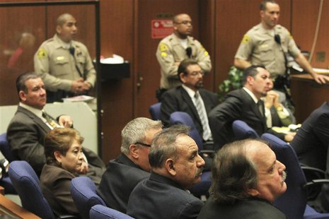 Five former Bell City elected officials, Victor Bello, Oscar Hernandez, George Cole, Teresa Jacobo (bottom R-L), and George Mirabal (top C) Five former Bell City elected officials, Victor Bello, Oscar Hernandez, George Cole, Teresa Jacobo (bottom R-L), and George Mirabal (top C)