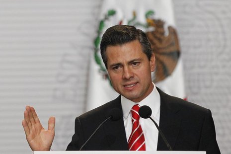 Mexico's President Enrique Pena Nieto speaks during the presentation of a telecommunications reform bill in Mexico City March 11, 2013. REUT Mexico's President Enrique Pena Nieto speaks during the presentation of a telecommunications reform bill in Mexico City March 11, 2013. REUT