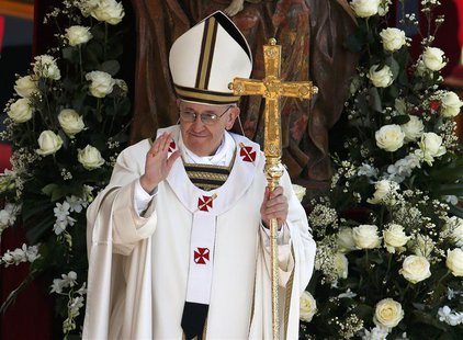 Pope Francis takes part in his inaugural mass in Saint Peter's Square at the Vatican, March 19, 2013. REUTERS/Paul Hanna Pope Francis takes part in his inaugural mass in Saint Peter's Square at the Vatican, March 19, 2013. REUTERS/Paul Hanna