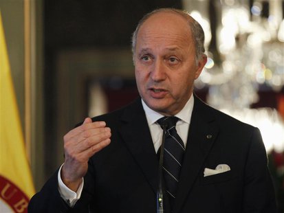 France's Foreign Affairs Minister Laurent Fabius attends a news conference after a bilateral meeting at San Carlos Palace in Bogota February France's Foreign Affairs Minister Laurent Fabius attends a news conference after a bilateral meeting at San Carlos Palace in Bogota February