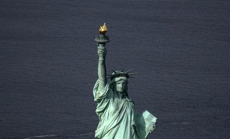 The Statue of Liberty is seen from this aerial view after Liberty Island was hit by Hurricane Sandy October 31, 2012. REUTERS/Adrees Latif The Statue of Liberty is seen from this aerial view after Liberty Island was hit by Hurricane Sandy October 31, 2012. REUTERS/Adrees Latif