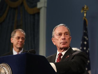 New York City Mayor Michael Bloomberg speaks to the media at New York's City Hall after a ruling invalidating the city's plan to ban large s New York City Mayor Michael Bloomberg speaks to the media at New York's City Hall after a ruling invalidating the city's plan to ban large s
