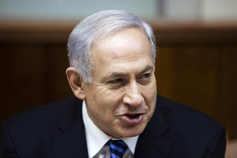 Israeli Prime Minister Benjamin Netanyahu attends the first cabinet meeting of the 33rd Israeli government, in Jerusalem March 18, 2013. REU Israeli Prime Minister Benjamin Netanyahu attends the first cabinet meeting of the 33rd Israeli government, in Jerusalem March 18, 2013. REU