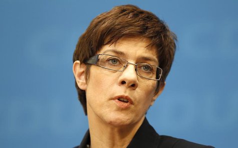 Annegret Kramp-Karrenbauer, Christian Democratic Union (CDU) top candidate in the Saarland state election addresses a news conference in Ber Annegret Kramp-Karrenbauer, Christian Democratic Union (CDU) top candidate in the Saarland state election addresses a news conference in Ber