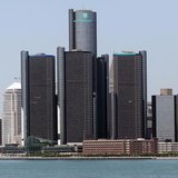 The city of Detroit skyline, including General Motors Global Headquarters, is seen along the Detroit River from Windsor, Canada June 15, 201 The city of Detroit skyline, including General Motors Global Headquarters, is seen along the Detroit River from Windsor, Canada June 15, 201