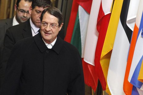 Cyprus' President Nicos Anastasiades leaves the European Council building in Brussels, March 25, 2013, after a meeting with European Council Cyprus' President Nicos Anastasiades leaves the European Council building in Brussels, March 25, 2013, after a meeting with European Council