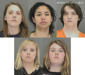 Top row from left to right: Courtney Burke, Brittany Mefford and Dylan Vorpahl. Bottom row from left to right: Rachel Bartell and Brianna Lancour. Top row from left to right: Courtney Burke, Brittany Mefford and Dylan Vorpahl. Bottom row from left to right: Rachel Bartell and Brianna Lancour.