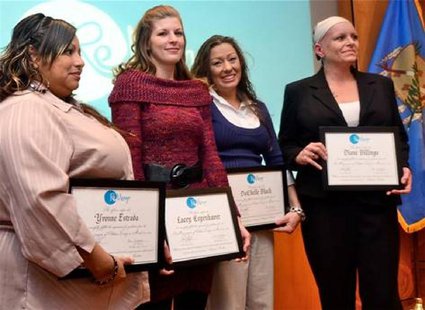Yvonne Estrada, Lacey Copenhaver, DaChelle Black and Diane Billings (L-R) are the first graduates from ReMerge, Oklahoma County's prison alt Yvonne Estrada, Lacey Copenhaver, DaChelle Black and Diane Billings (L-R) are the first graduates from ReMerge, Oklahoma County's prison alt