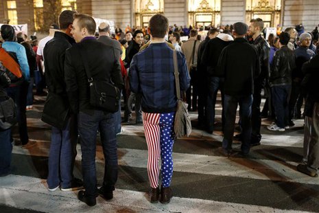 Same-sex marriage supporters take part in a march in support of gay marriage in San Francisco, California, March 25, 2013. REUTERS/Beck Dief Same-sex marriage supporters take part in a march in support of gay marriage in San Francisco, California, March 25, 2013. REUTERS/Beck Dief