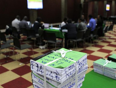 Voter polling records are seen at the re-tallying centre for votes after the Kenya Supreme Court issued an order in the Presidential poll pe Voter polling records are seen at the re-tallying centre for votes after the Kenya Supreme Court issued an order in the Presidential poll pe