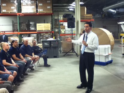 Gov. Scott Walker addresses employees at Wausau Container Corporation Gov. Scott Walker addresses employees at Wausau Container Corporation