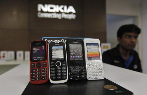 Low-cost handsets from Nokia on display at a Nokia store in the western Indian city of Ahmedabad March 4, 2013. REUTERS/Amit Dave Low-cost handsets from Nokia on display at a Nokia store in the western Indian city of Ahmedabad March 4, 2013. REUTERS/Amit Dave