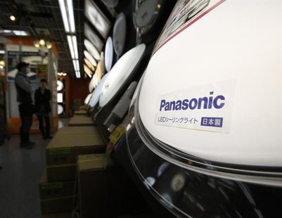 Panasonic's logo on a lamp is seen at an electronic shop in Tokyo February 1, 2013. REUTERS/Yuya Shino Panasonic's logo on a lamp is seen at an electronic shop in Tokyo February 1, 2013. REUTERS/Yuya Shino