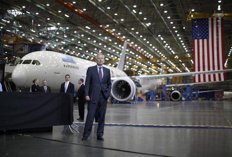 Boeing CEO Jim McNerney waits to be introduced to speak, in front of a Boeing 787 Dreamliner under construction as U.S. President Barack Oba Boeing CEO Jim McNerney waits to be introduced to speak, in front of a Boeing 787 Dreamliner under construction as U.S. President Barack Oba