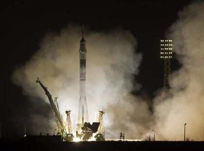 The Soyuz TMA-08M spacecraft carrying the International Space Station (ISS) crew of U.S. astronaut Chris Cassidy and Russian cosmonauts Pave The Soyuz TMA-08M spacecraft carrying the International Space Station (ISS) crew of U.S. astronaut Chris Cassidy and Russian cosmonauts Pave