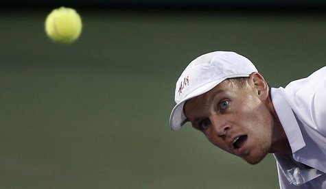 The Czech Republic's Tomas Berdych returns a shot to France's Richard Gasquet in their men's singles quarter finals match at the Sony Open t The Czech Republic's Tomas Berdych returns a shot to France's Richard Gasquet in their men's singles quarter finals match at the Sony Open t