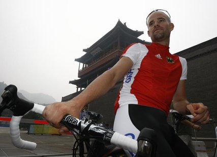 Germany's Stefan Schumacher trains ahead of the Beijing 2008 Olympic Games August 7, 2008. REUTERS/Stefano Rellandini Germany's Stefan Schumacher trains ahead of the Beijing 2008 Olympic Games August 7, 2008. REUTERS/Stefano Rellandini