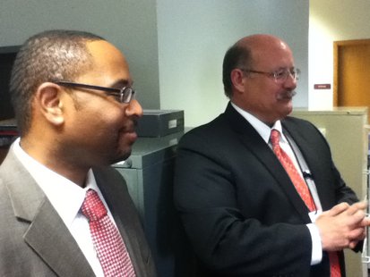 Department of Workforce Development Secretary Reggie Newson (L) and Area Director Tom Younger (R) at the Wausau Job Center Department of Workforce Development Secretary Reggie Newson (L) and Area Director Tom Younger (R) at the Wausau Job Center