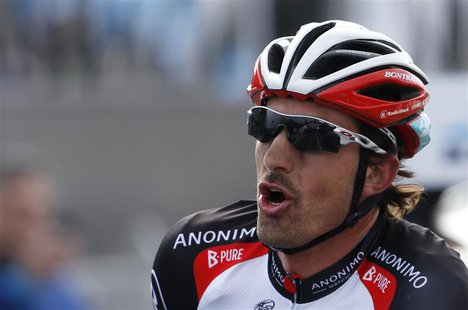 RadioShack team rider Fabian Cancellara of Switzerland celebrates winning the 97th Ronde van Vlaanderen (Tour of Flanders) Classic cycling r RadioShack team rider Fabian Cancellara of Switzerland celebrates winning the 97th Ronde van Vlaanderen (Tour of Flanders) Classic cycling r
